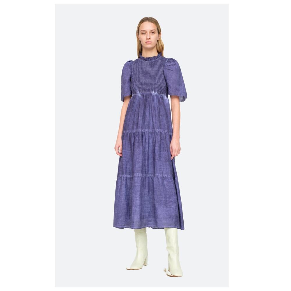 Sea New York Yara Smocked Tiered Cotton Dress Size 10